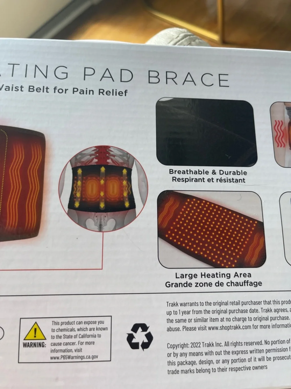 Black Heating Pad Brace - Heated Waist Belt for Pain Relief